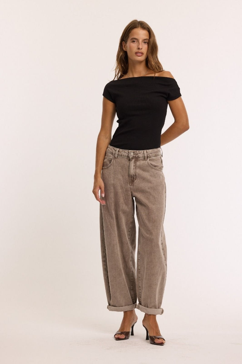 BEVERLY BALLOON JEANS TAUPE