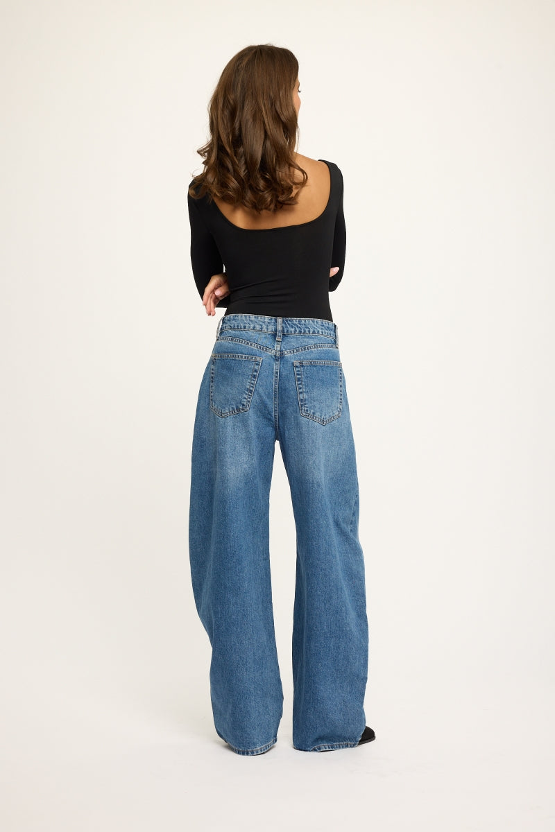 MIEKE BARREL JEANS MET PLOOIEN