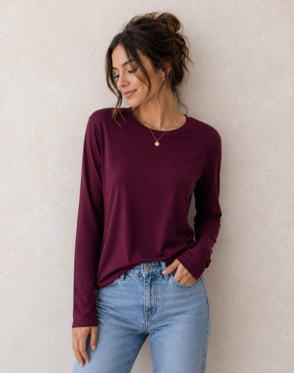 RAVENA TU LONG SLEEVE BURGUNDY