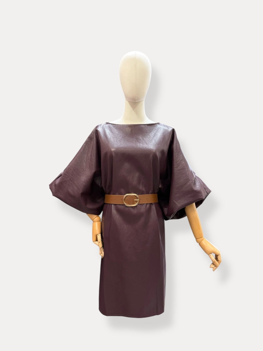 FEDRA TU JURK BORDEAUX LEATHER LOOK