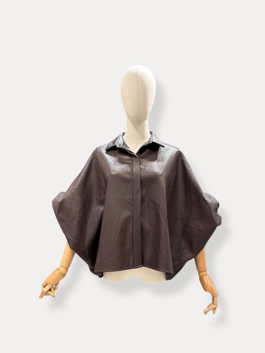 FIAN TU LEATHER LOOK BLOUSE