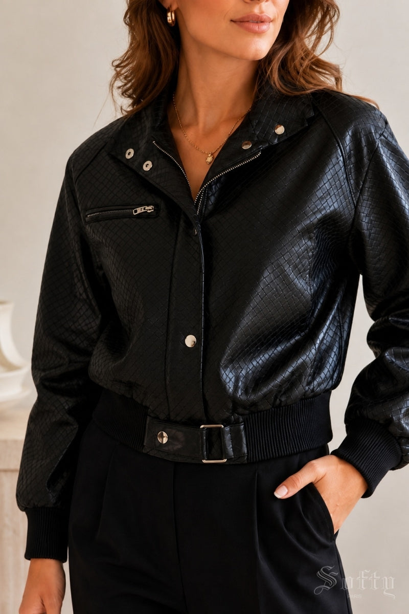 SALENA LEATHER LOOK JASJE ZWART