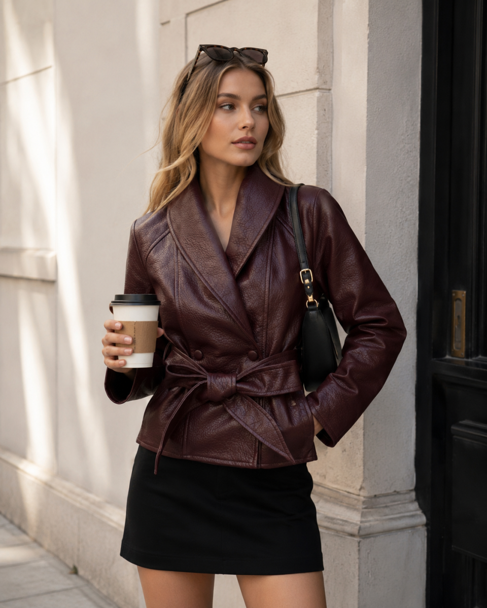 STINE LEATHER LOOK JASJE BURGUNDY