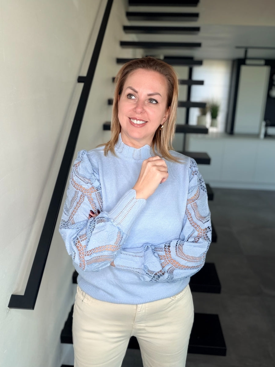 HARLOW TU PULL BLAUW