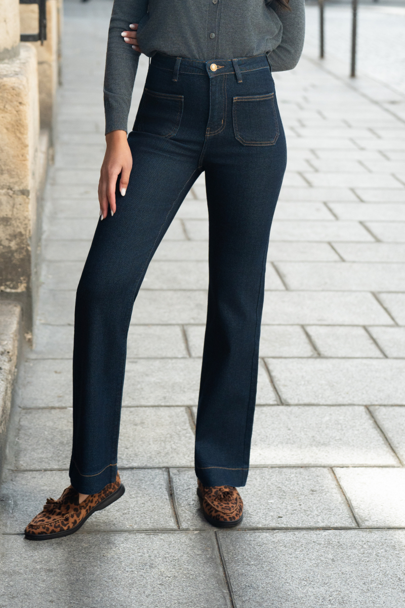 ROOS JEANS WIDELEG DONKER BLAUW