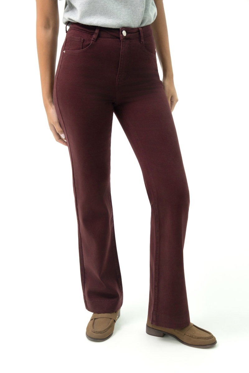 GINA JEANS WIDE LEG BORDEAUX