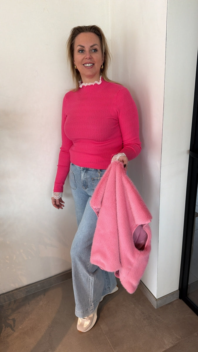 GERDA SOUSPULL MET KANTEN DETAIL FUSHIA