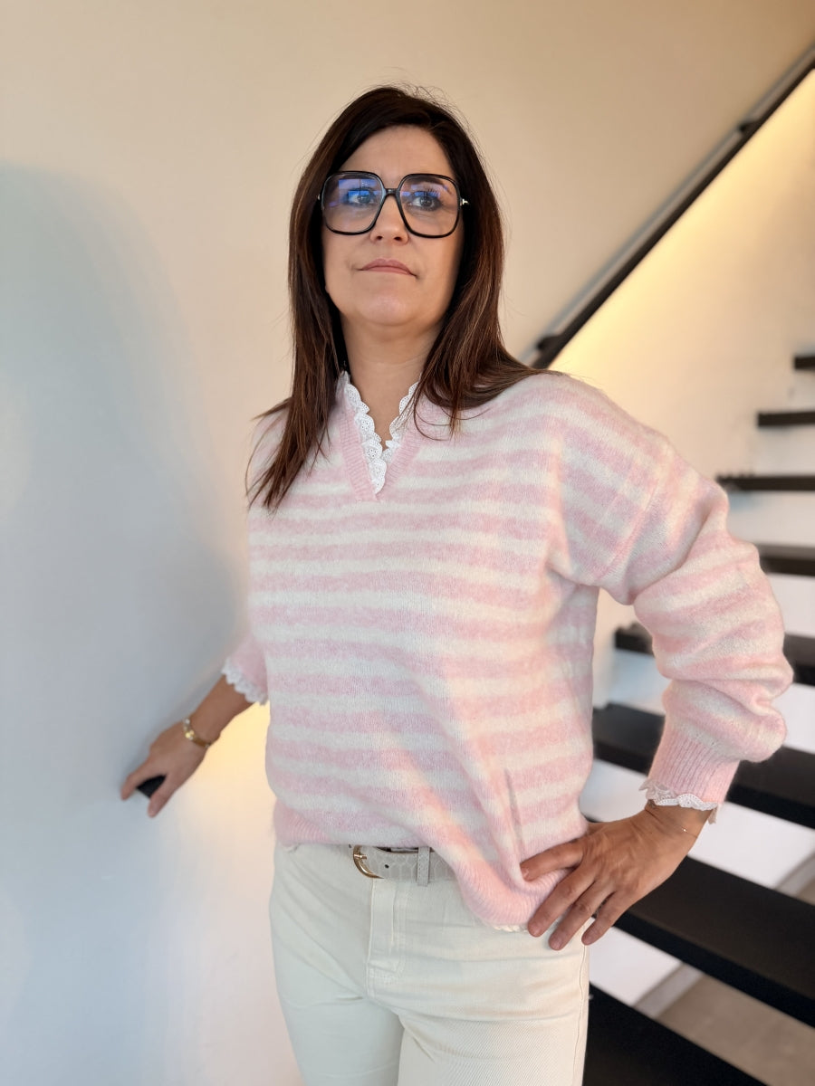 GISLA TU PULL ROZE ECRU