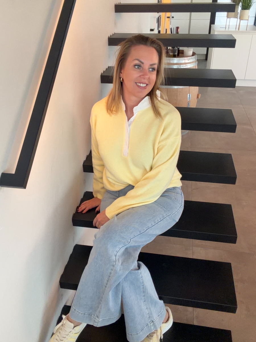 GIONA TU PULL MET HEMD DETAIL GEEL