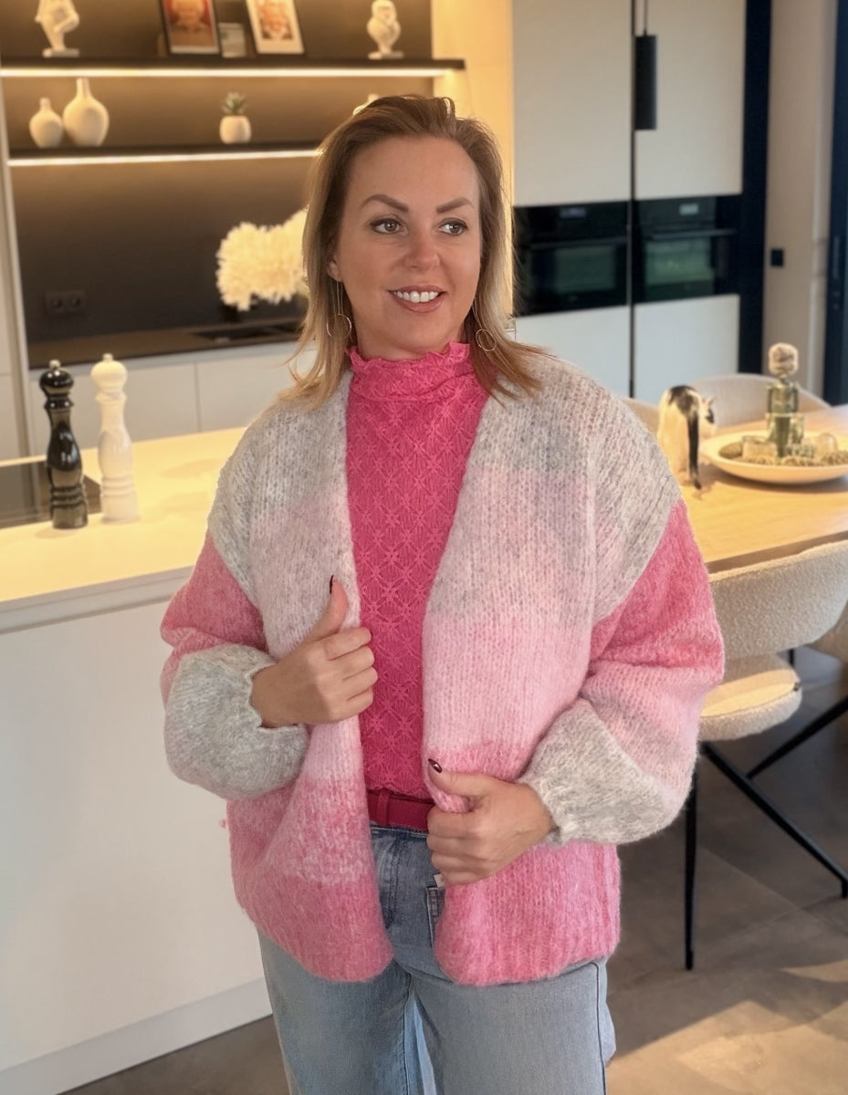 GIS TU GILET GRIJS/ROZE