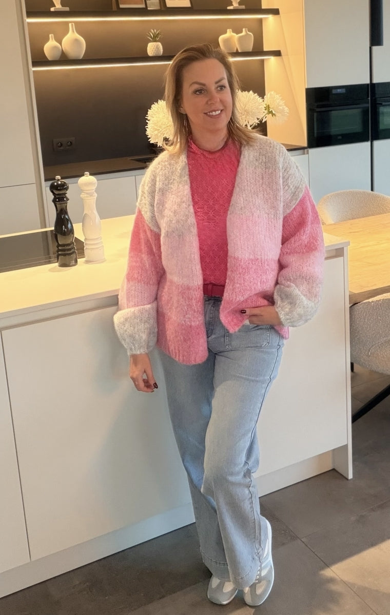 GIS TU GILET GRIJS/ROZE